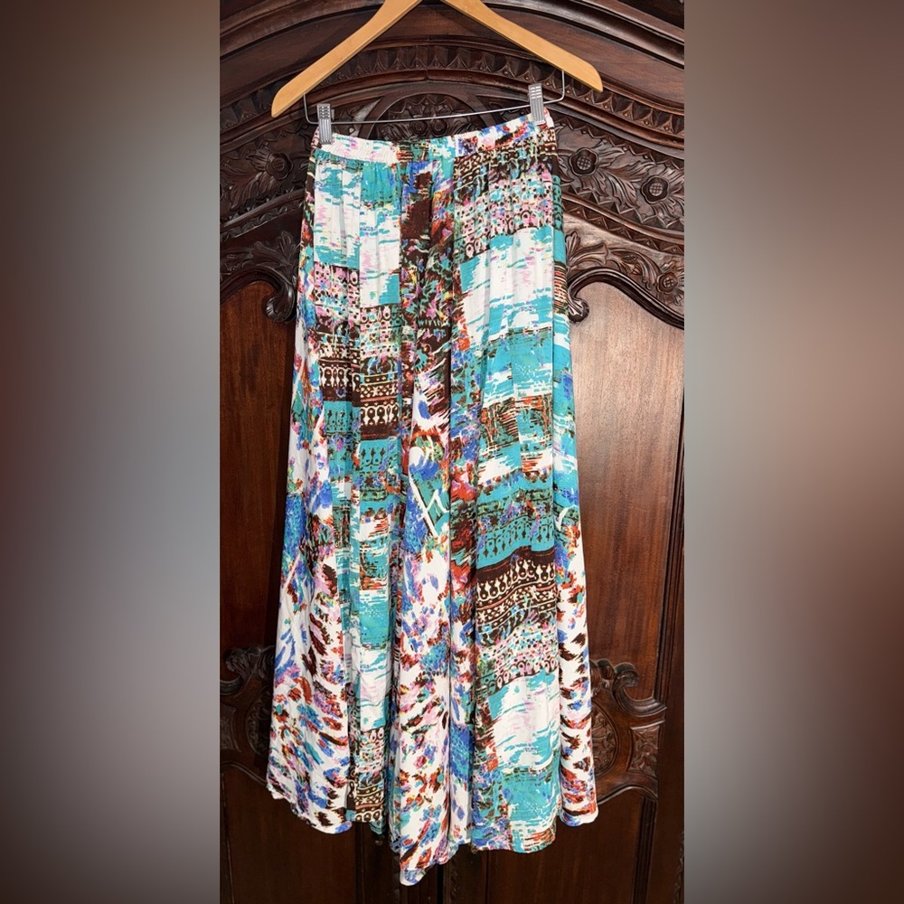 Vintage Mix Nouveau Graphic Full Circle Maxi Skirt!  Sz M.